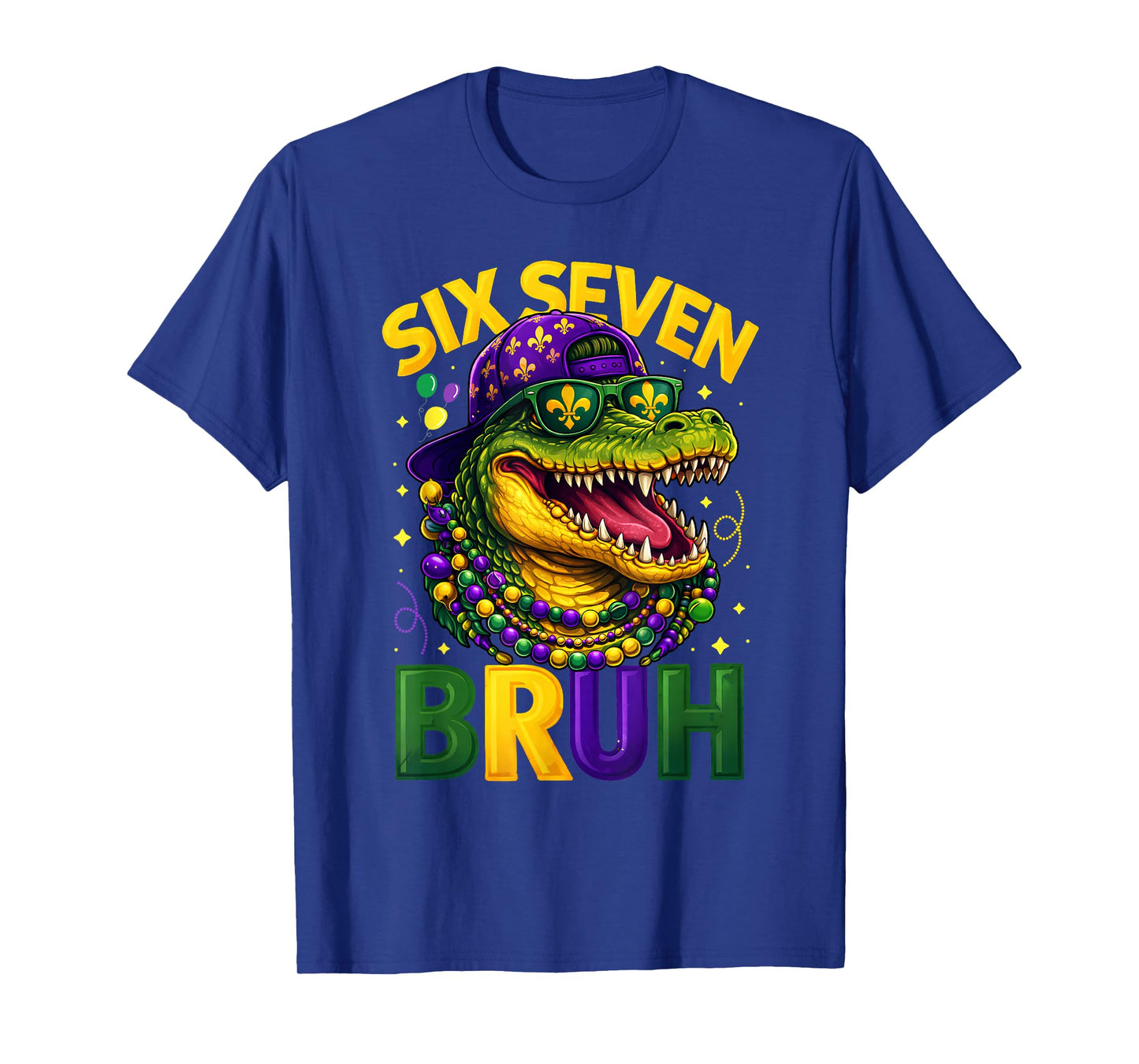 Boys Mardi Gras Six Seven Bruh Mardigator Alligator 6 7 Meme T-Shirt