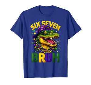 Boys Mardi Gras Six Seven Bruh Mardigator Alligator 6 7 Meme T-Shirt