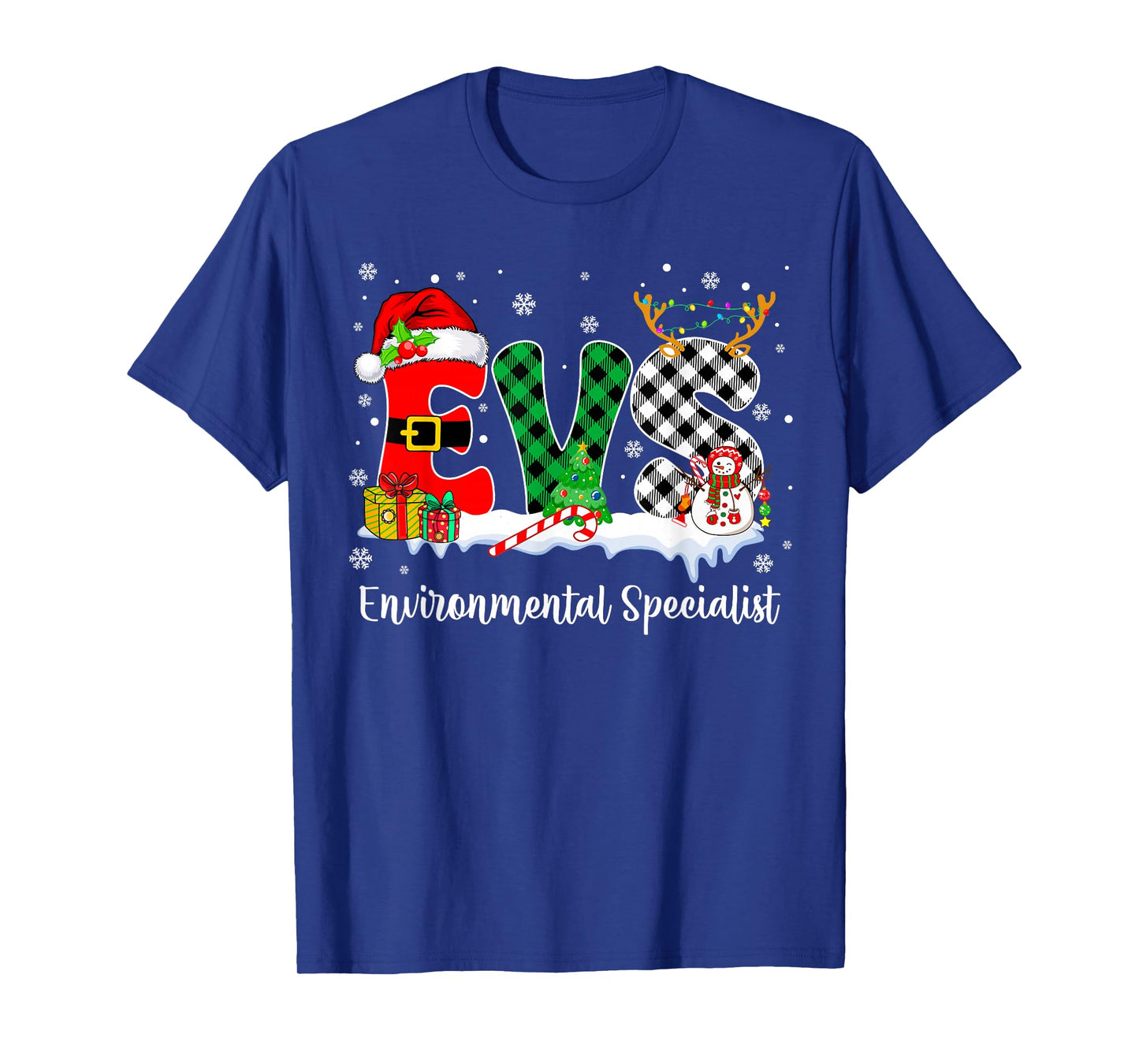 Environmental Specialist Christmas Lights Red Plaid Xmas EVS T-Shirt