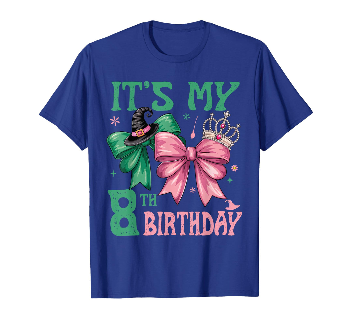 8th Birthday Girl Its My 8th Birthday Witch Pink and Green T-Shirt