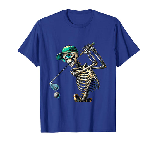 Skeleton Golf Halloween Golfer Golf Player Funny Men Dad T-Shirt