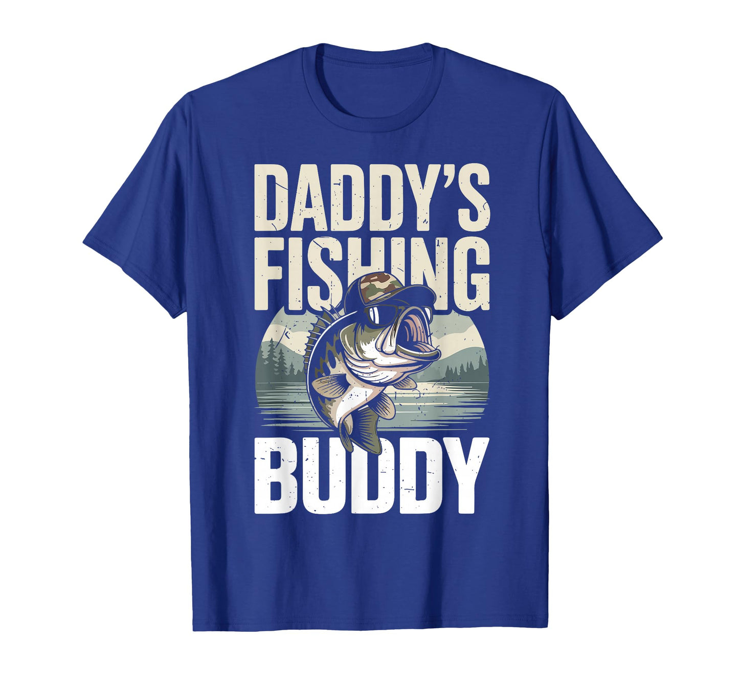 Youth Boy Fishing Camo Bass Fish Daddy's Fishing Buddy Kids T-Shirt