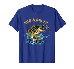 Vintage Mid & Salty Angry Bass Fishing Men Women Kid T-Shirt