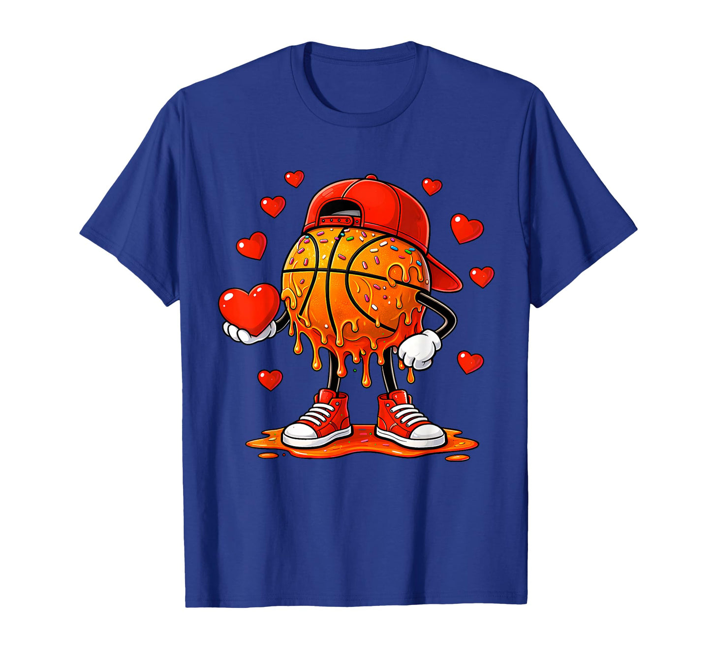 Valentine Basketball Heart Drip Sport Valentines Day Boys T-Shirt