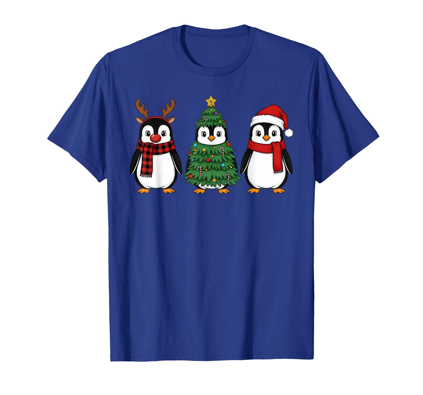 Retro Christmas Penguin Santa Reindeer T-Shirt