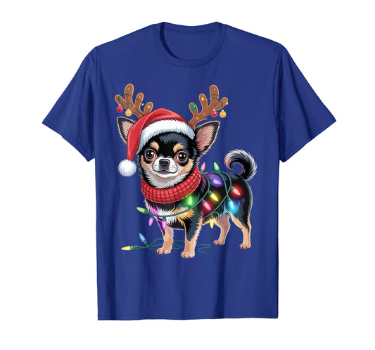 Funny Chihuahua Dog Mom Christmas Lights Pet Owner Xmas T-Shirt