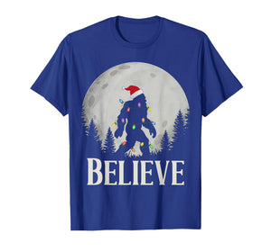 Funny Christmas Bigfoot Santa Hat Moon Sasquatch Kids Mens T-Shirt
