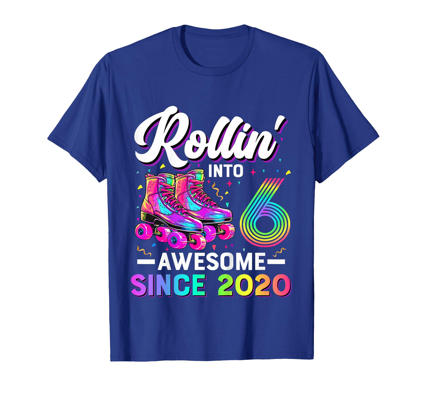 Kids 6th Birthday Shirt Girl Six 6 Year Old Roller Skate Skating T-Shirt