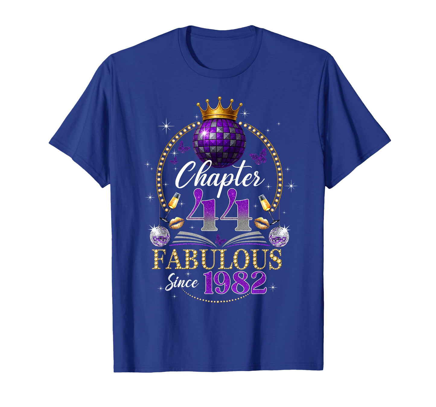 Chapter 44 Since 1982 Purple Disco Ball 44th Birthday Women T-Shirt