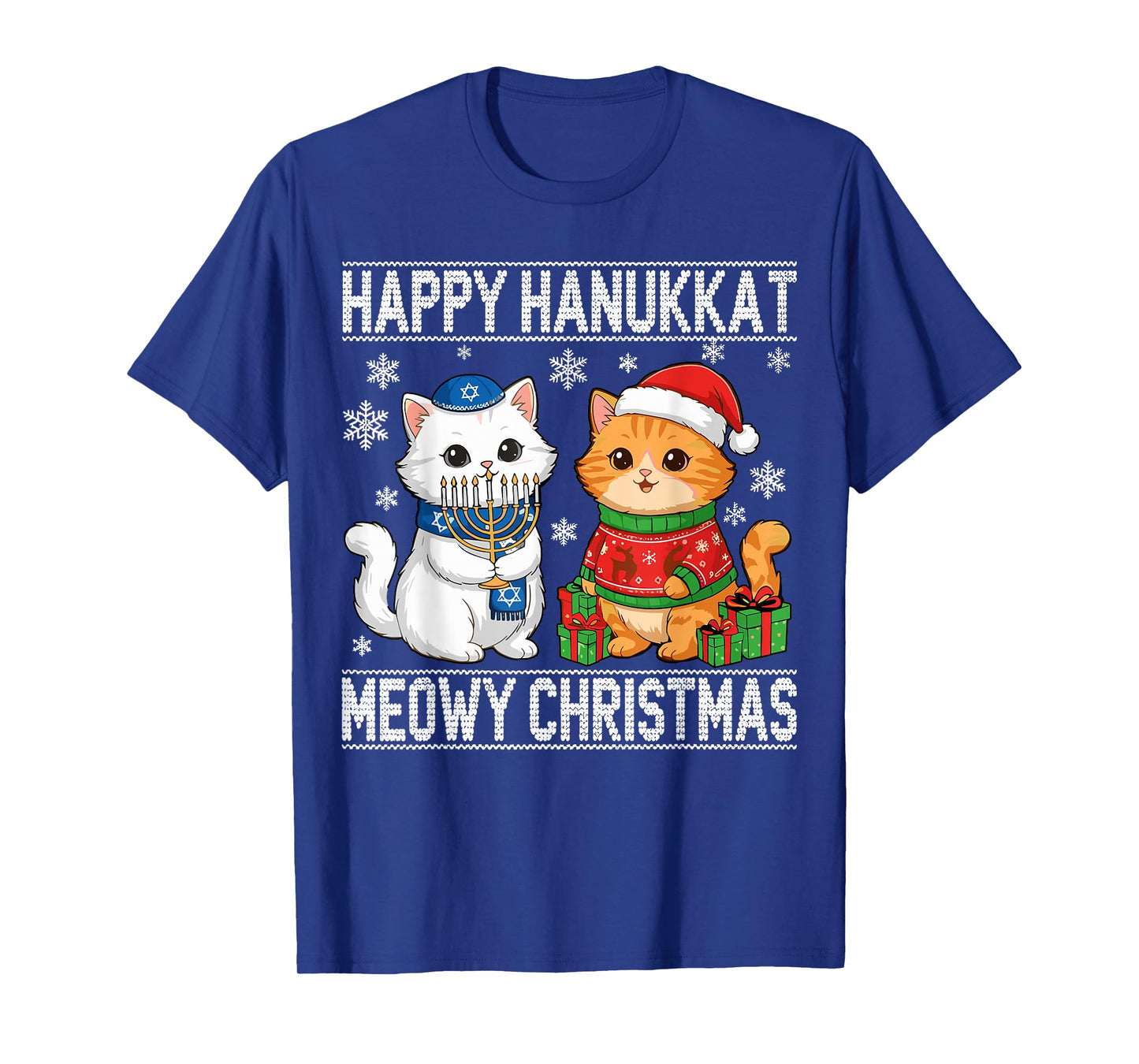 Cat Merry Christmas Happy Hanukkah T-Shirt