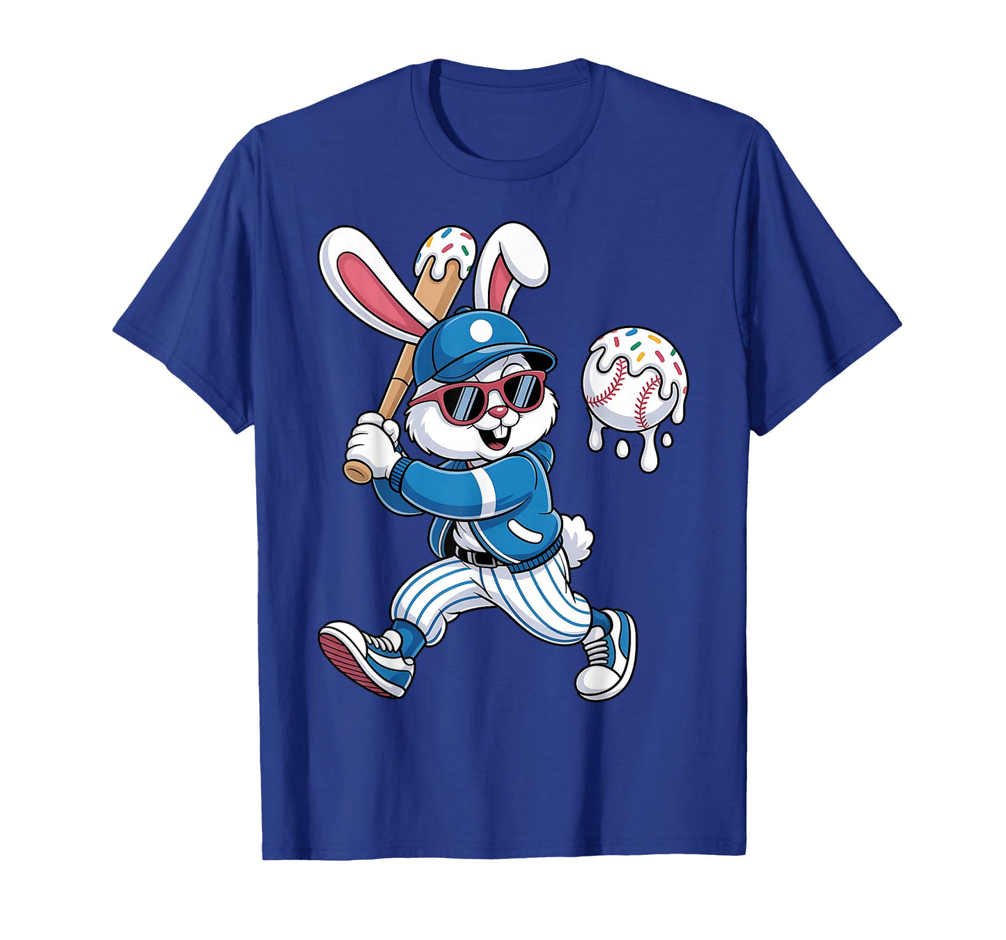 Funny Baseball Drip Rabbit Bunny Easter Men Boys Kids T-Shirt