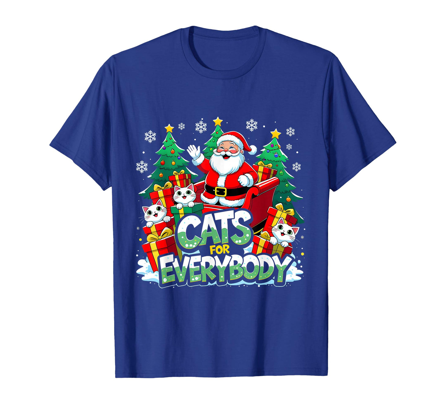 Cats for Everybody Funny Santa Christmas Art T-Shirt