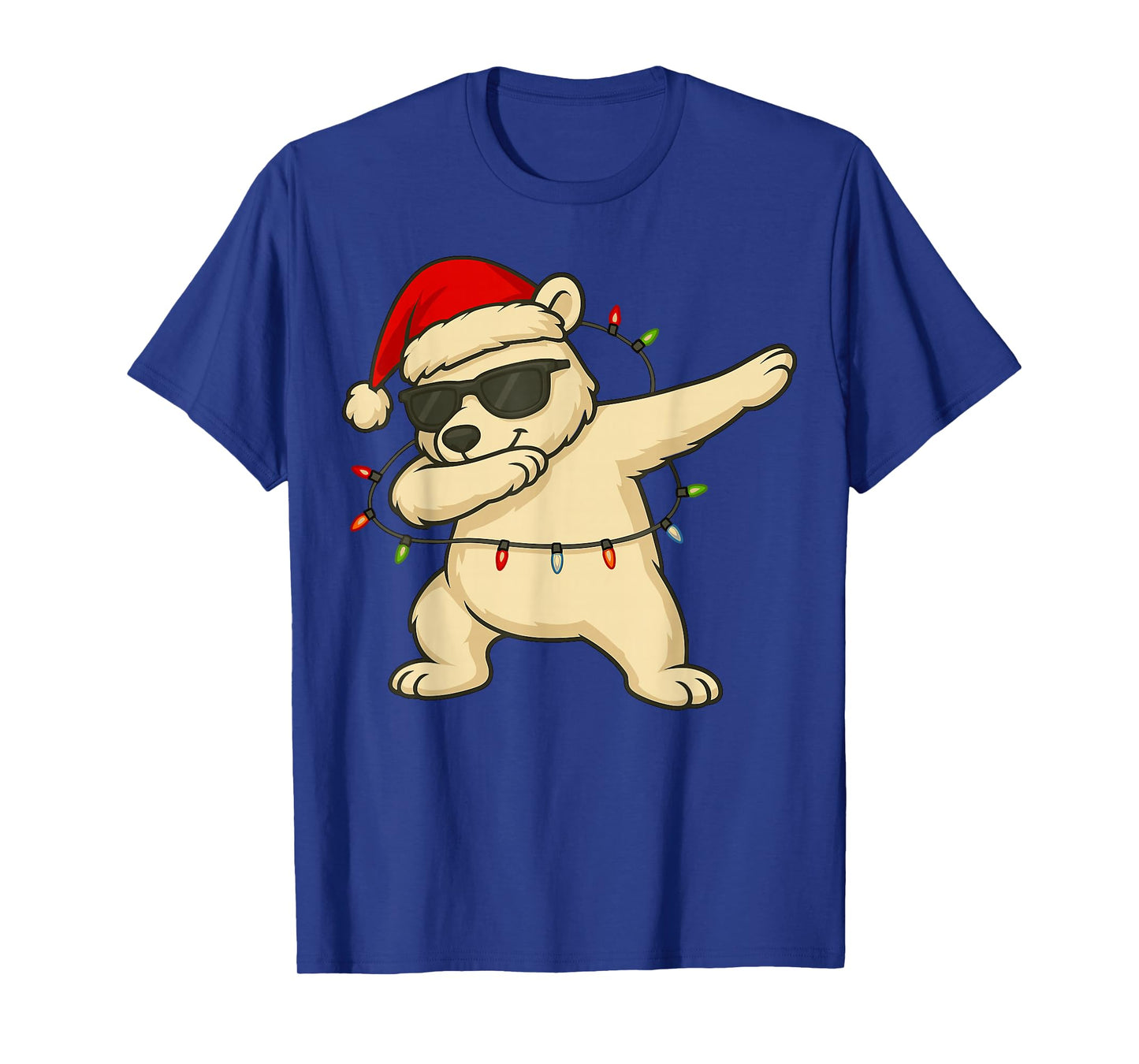 Dabbing Polar Bear with Christmas Hat and Lights T-Shirt