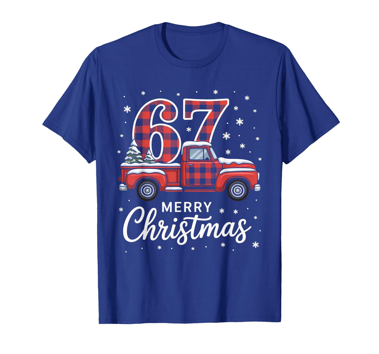 Merry Christmas Red Plaid Truck 67 Christmas T-Shirt