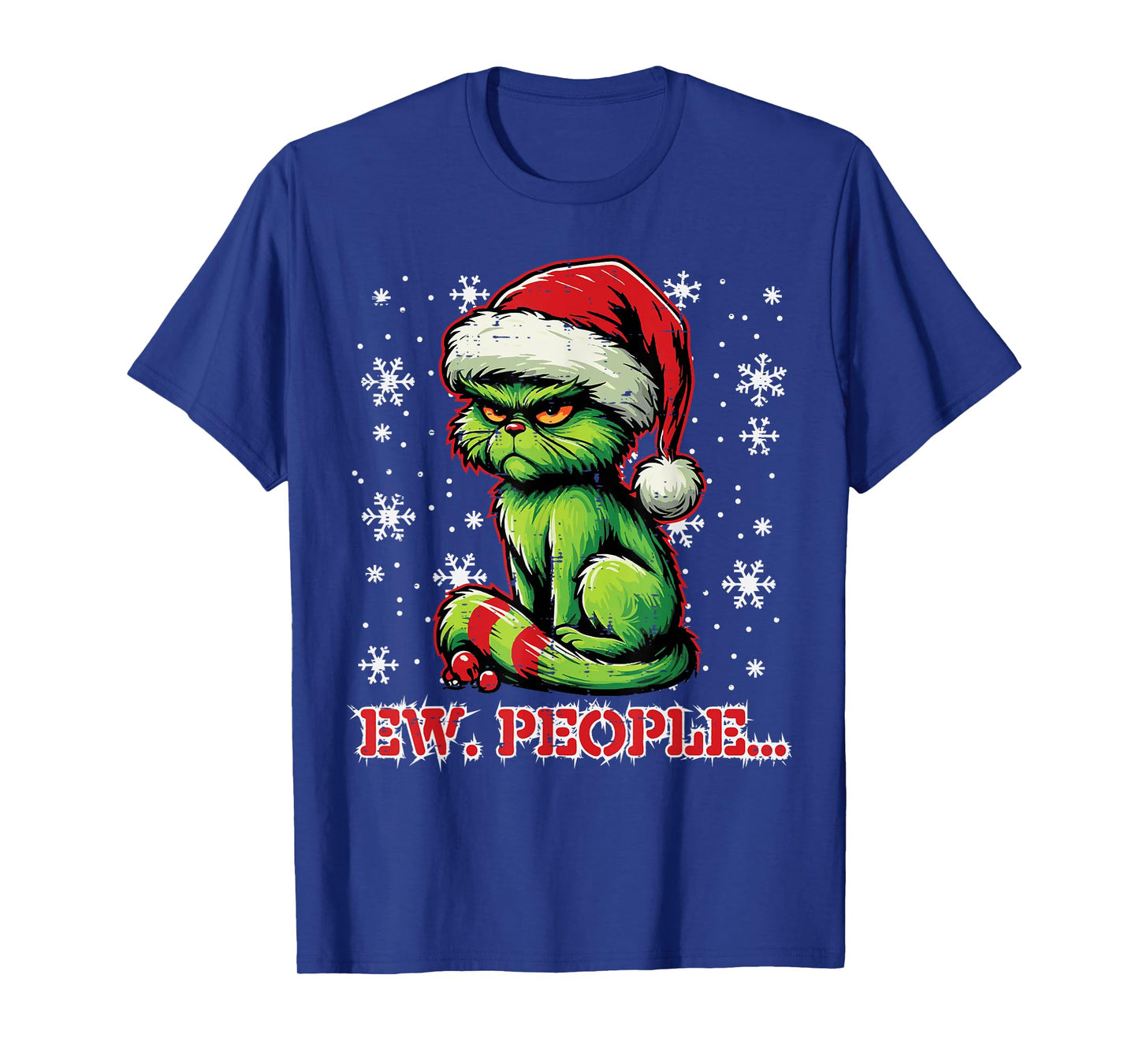 Christmas Cat Santa Ew People Funny Xmas Men Women Kids T-Shirt