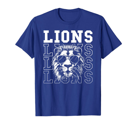 Vintage Lions School Spirit Fan Team Back to School T-Shirt
