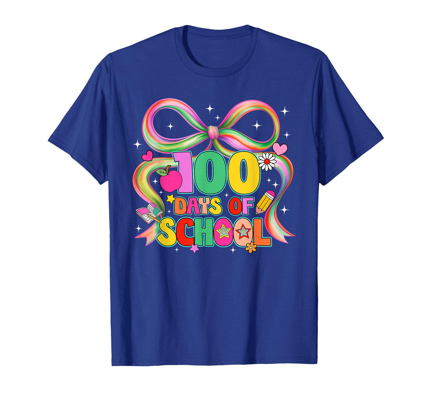 Happy 100 Days of School Coquette Bow Girl Women Teacher T-Shirt