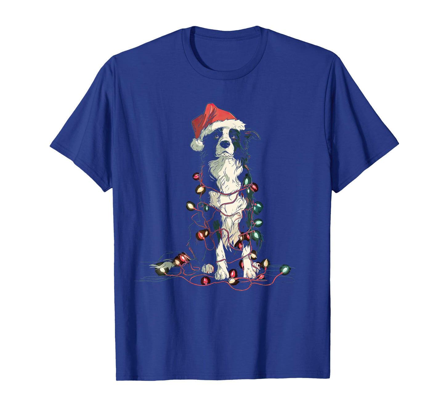 Funny Border Collie Christmas Graphics Dog Lights Lover T-Shirt