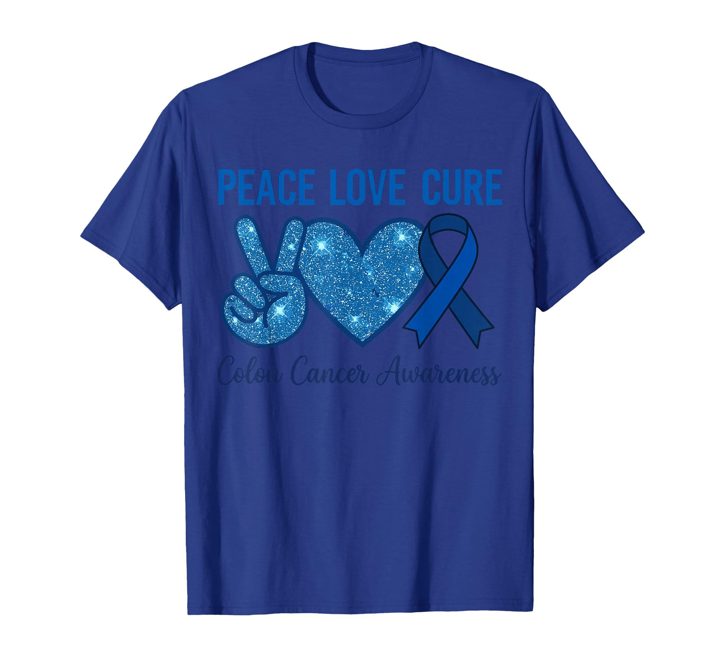Peace Love Cure Colorectal Colon Cancer Awareness Support T-Shirt