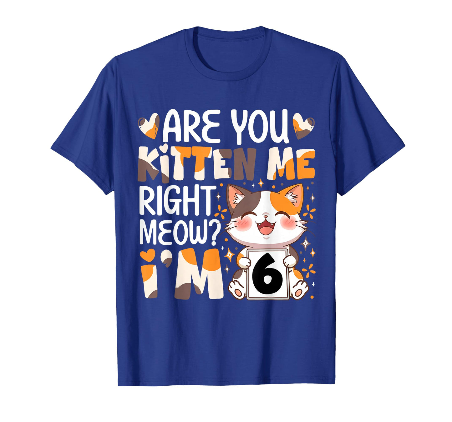 6th Birthday 6 Year Old Kitten Me Right Meow Cat Bday Girl T-Shirt