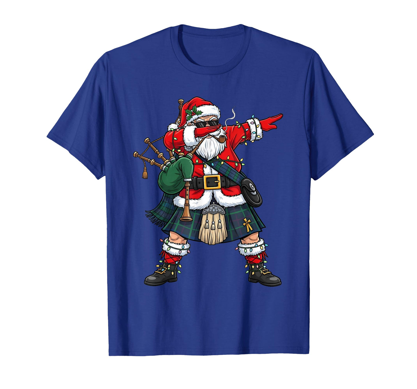 Funny Scottish Santa Bagpipes Dabbing Christmas Holiday Kids T-Shirt