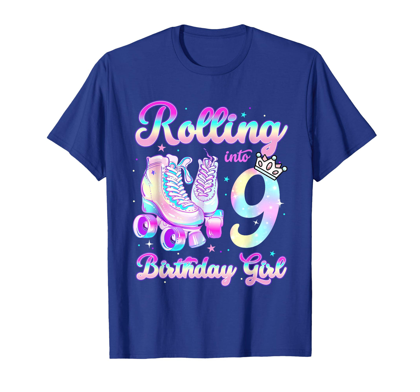 Kids Rolling Into 9 Roller Skating 9th Birthday Girls Party T-Shirt