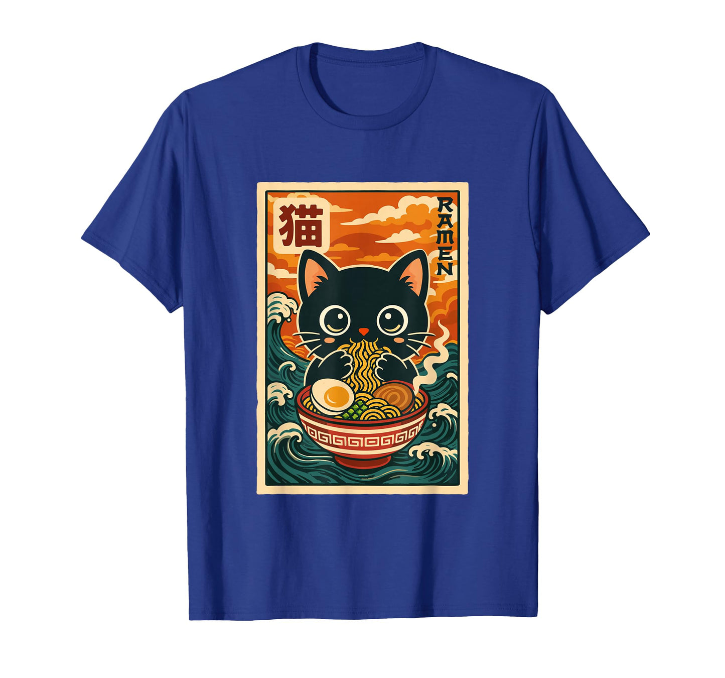 Cute Retro Vintage Japanese Anime Funny Kawaii Ramen Cat T-Shirt