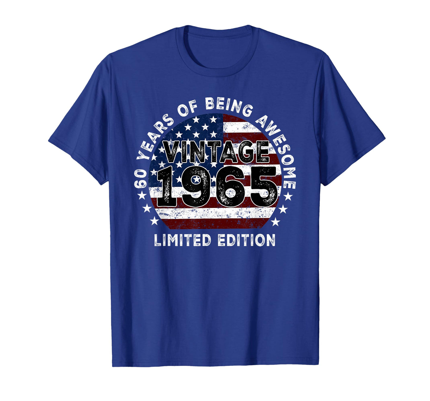 Vintage 1965 American Flag 60th Birthday Gifts 60 Year Old T-Shirt