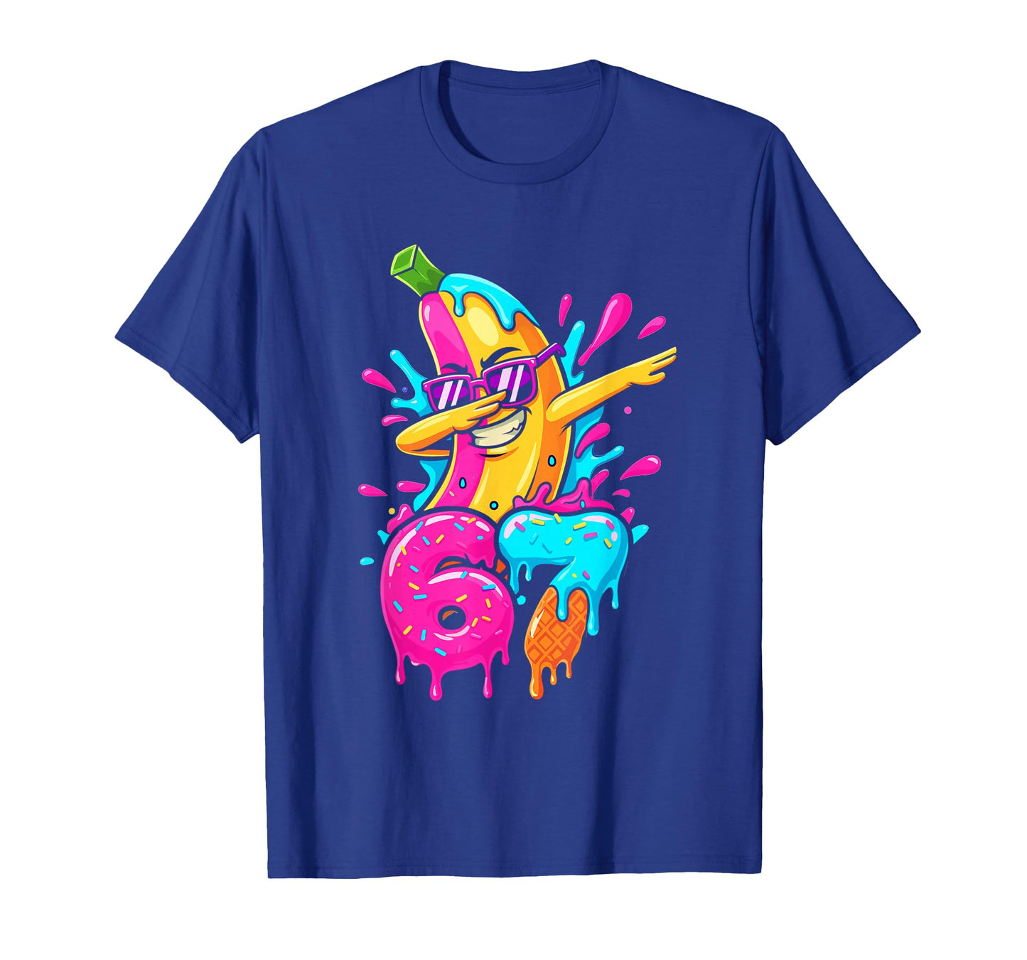 67 Funny Baseball Dabbing Banana 6 7 Dripping Ice Cream Meme T-Shirt