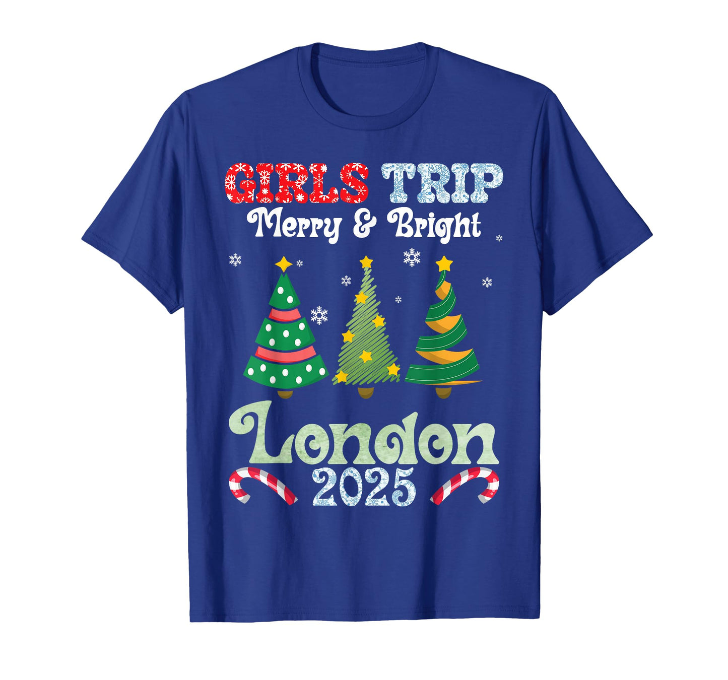 Girls Trip Merry Bright Christmas in London Vacation 2025 T-Shirt