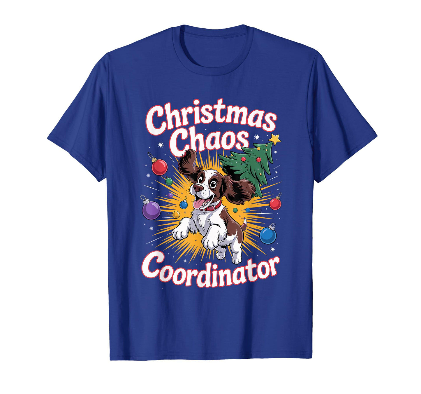 Christmas Chaos Coordinator Puppy English Springer Spaniel T-Shirt