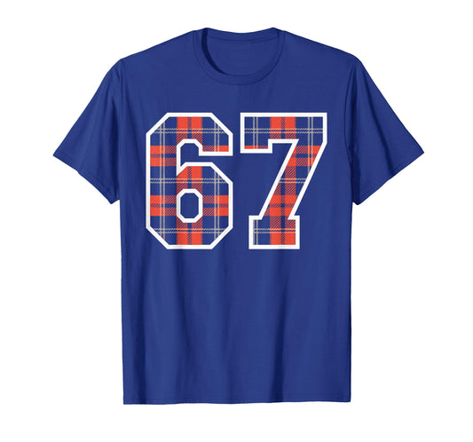 67 Plaid Funny Six Seven Meme Holiday Gen Alpha Slang Teens T-Shirt