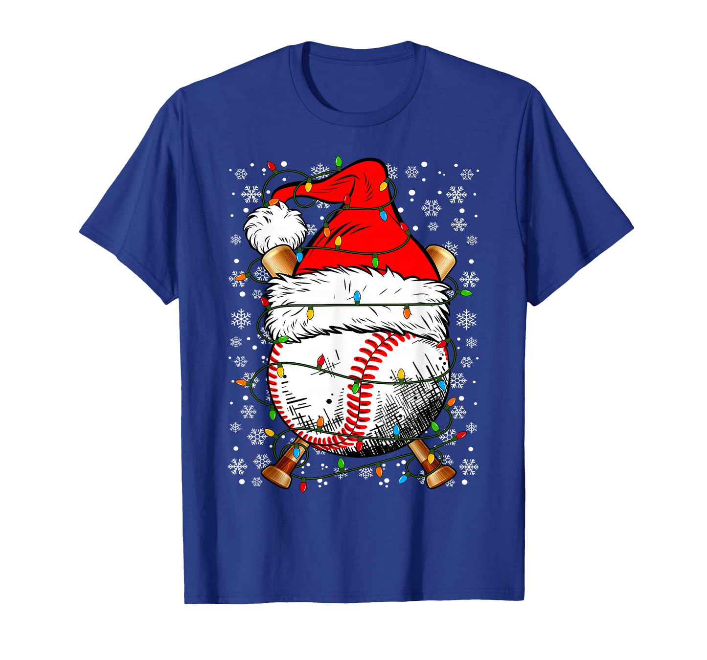 Santa Hat Christmas Baseball Player Sports for Men Boy Women T-Shirt