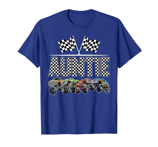 Auntie Retro Monster Truck Family Birthday Matching T-Shirt
