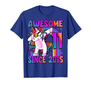 11 Year Old Girl Awesome Since 2015 Unicorn 11th Birthday T-Shirt