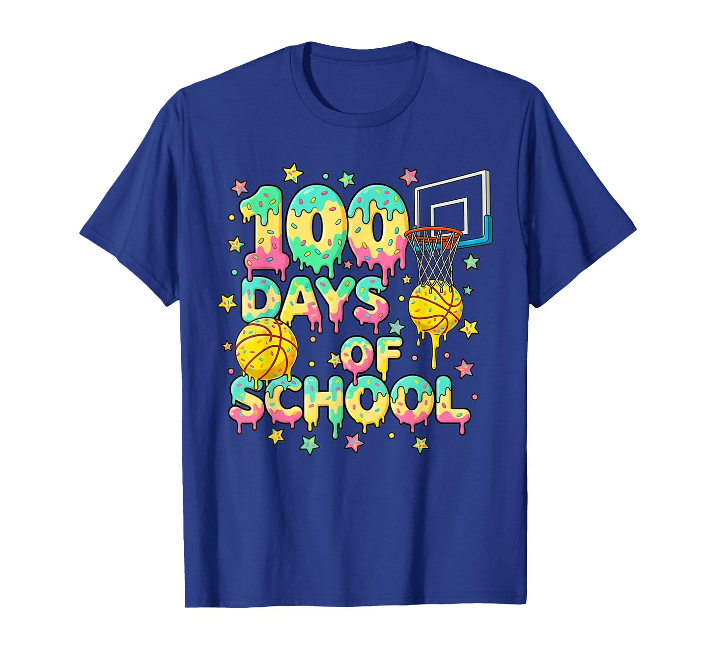 100 Days of School Basketball Girls Boys Kids Funny Teachers T-Shirt