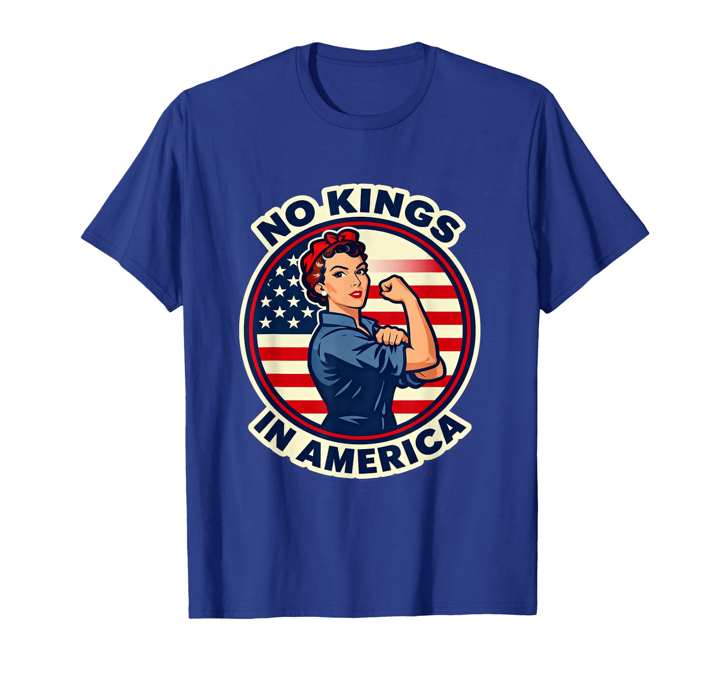 No Kings in America Vintage USA Flag T-Shirt