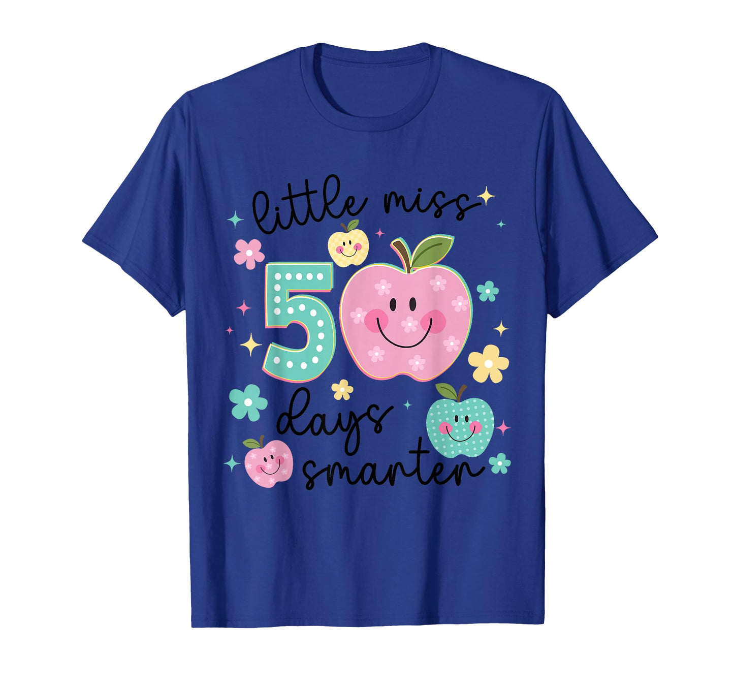 Little Miss 50 Days Smarter Kids Girls 50th Day of School T-Shirt