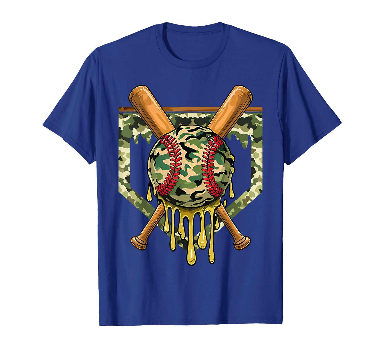 Baseball Drip for Boys Ice Cream Dripping Boys Baseball Camo T-Shirt