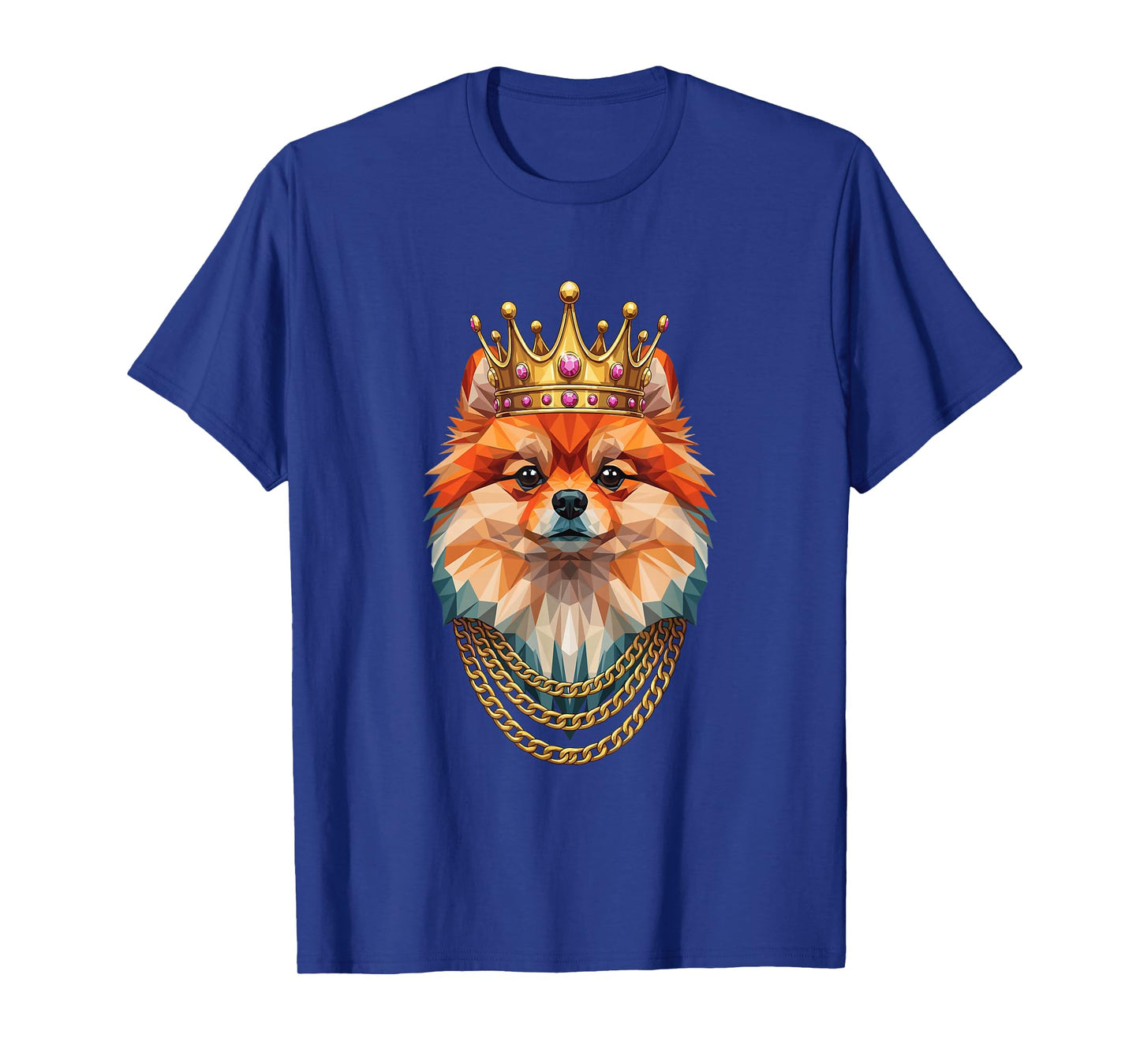 Pomeranian Dog Gangster Golden Crown King Regal Art T-Shirt
