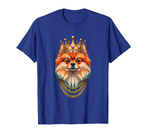 Pomeranian Dog Gangster Golden Crown King Regal Art T-Shirt