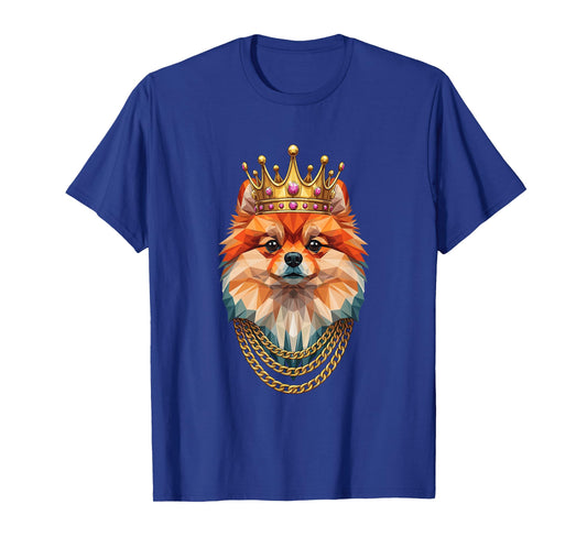 Pomeranian Dog Gangster Golden Crown King Regal Art T-Shirt