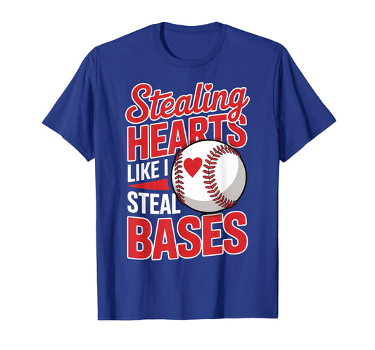 Stealing Hearts Like I Steal Bases Cute Funny Baseball Boys T-Shirt