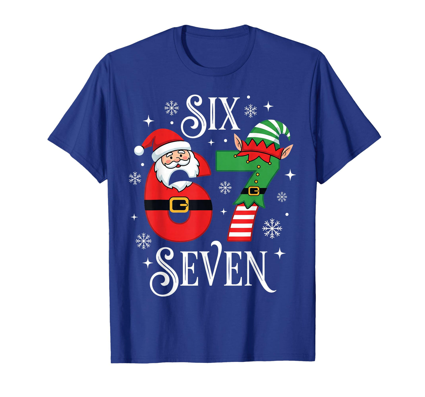 Funny Six Seven 67 Meme 6 7 Elf Santa Christmas Pajamas Kids T-Shirt