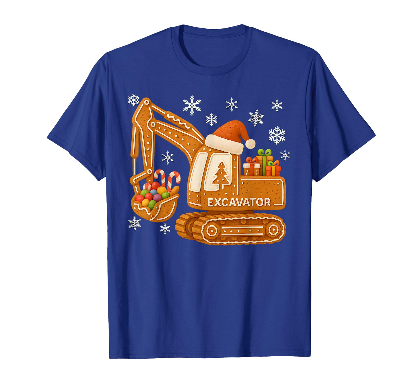 Christmas Excavator Gingerbread Truck Dig Christmas Kid T-Shirt