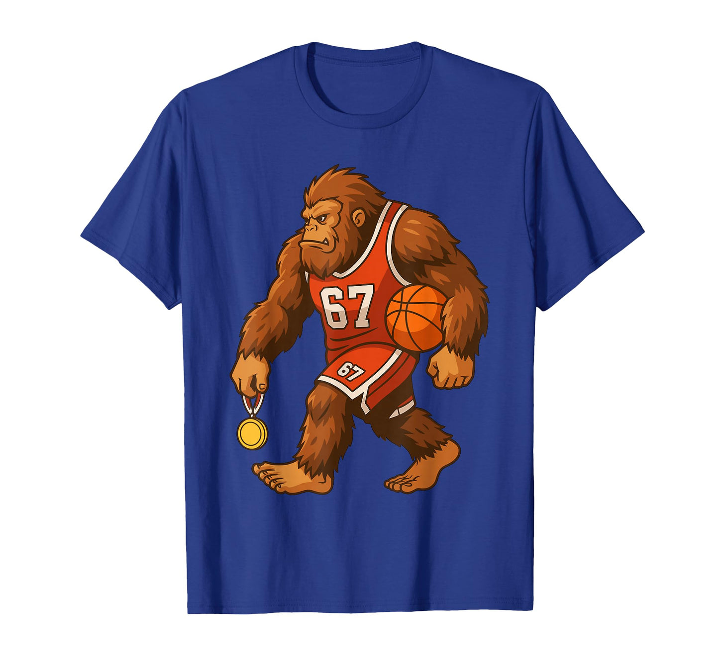 Basketball Bigfoot Medal Winner Funny Sasquatch Sports T-Shirt