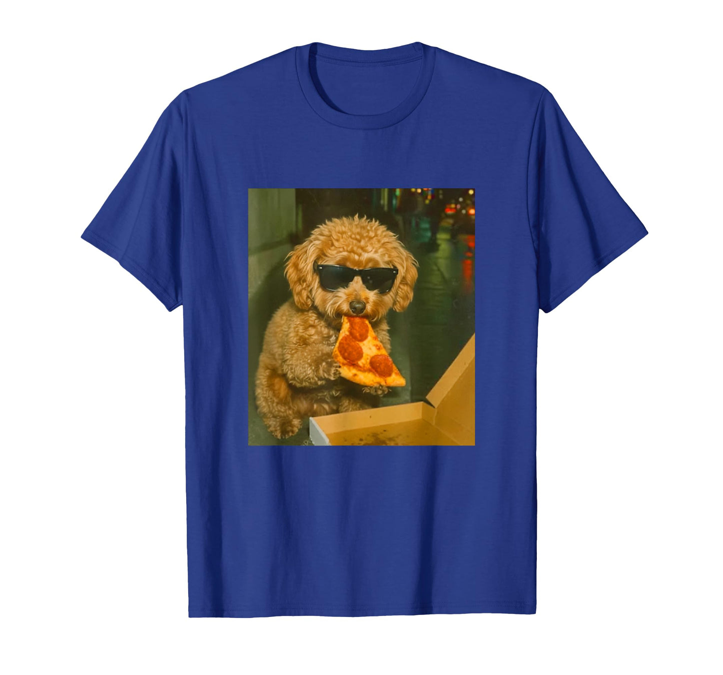 Funny Toy Poodle Eating Pizza Dog Meme Retro T-Shirt