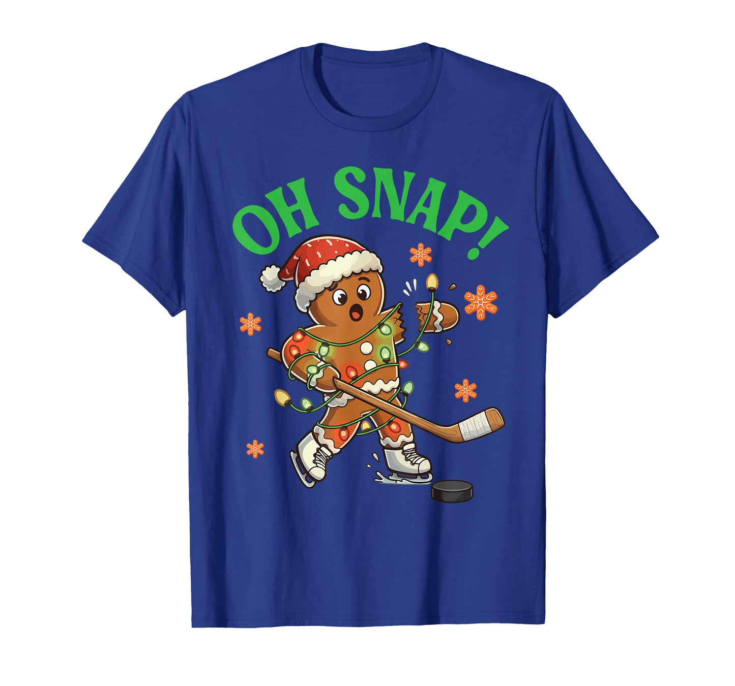 Funny Gingerbread Ice Hockey Christmas Cookie Oh Snap Santa T-Shirt