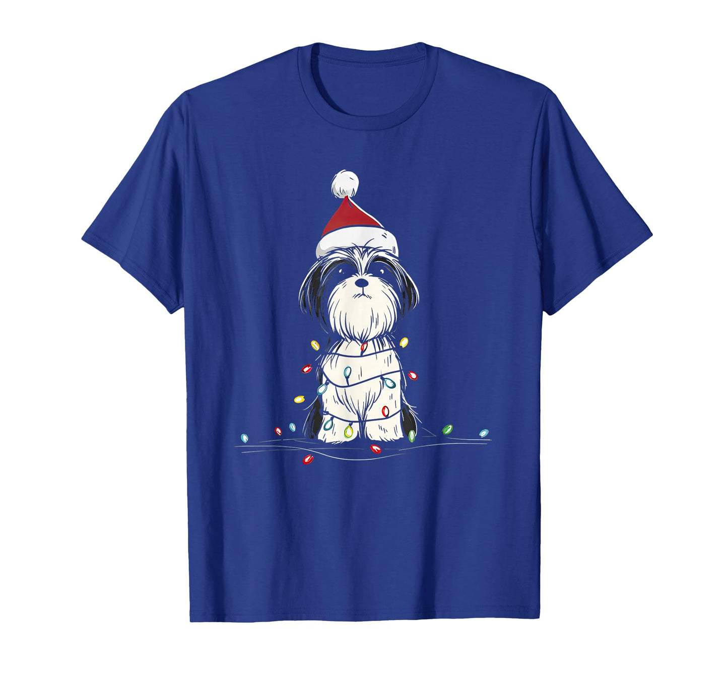 Funny Shih Tzu Christmas Graphics Dog Lights Lover Owner T-Shirt
