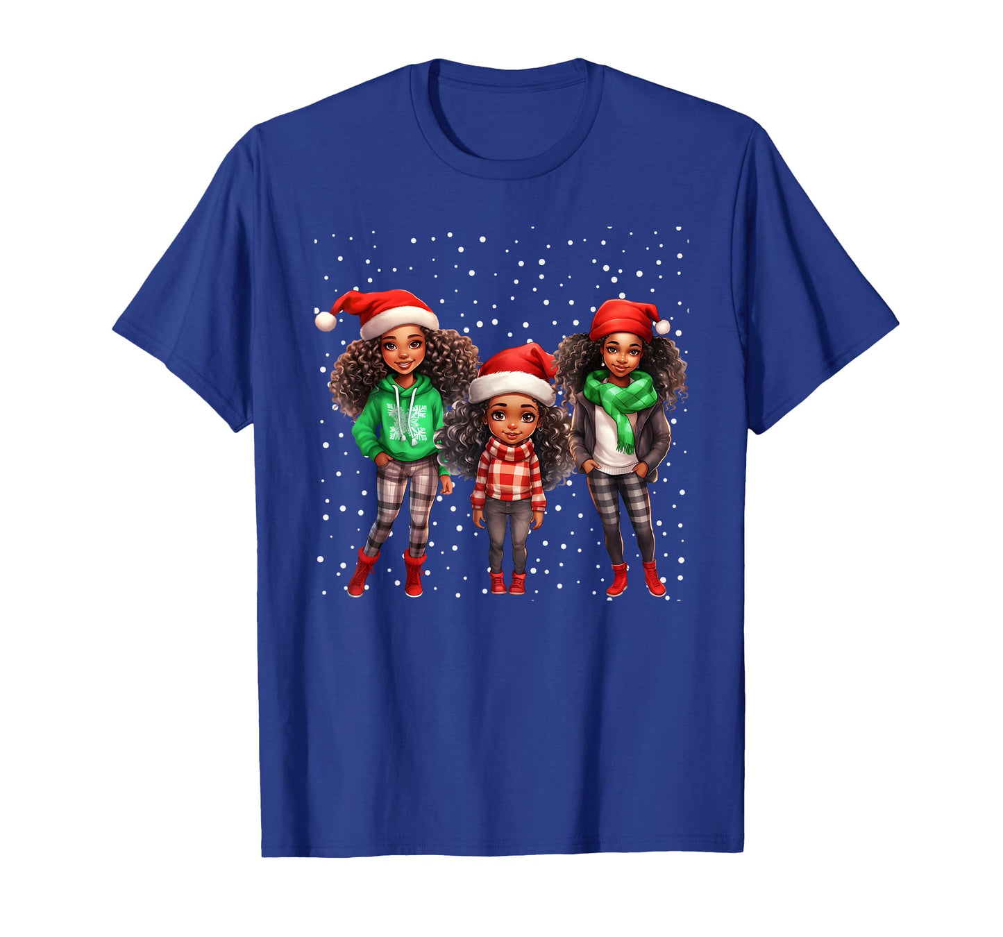 Cute Christmas Black Afro African Santa Hat Melanin Kids T-Shirt